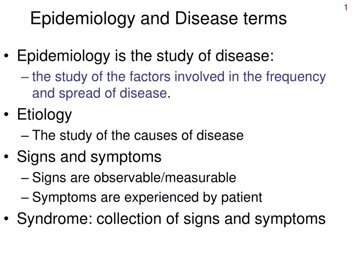 epidemiology and disease terms