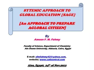 By Ameen F. M. Fahmy Faculty of Science, Department of Chemistry