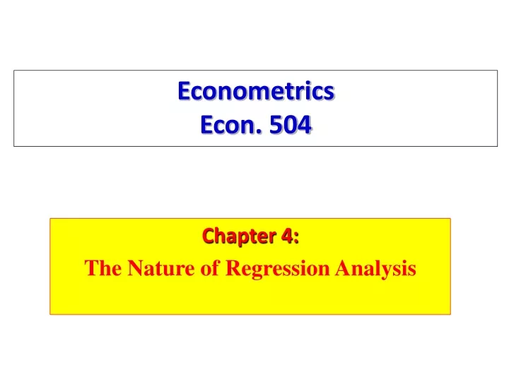 econometrics econ 504