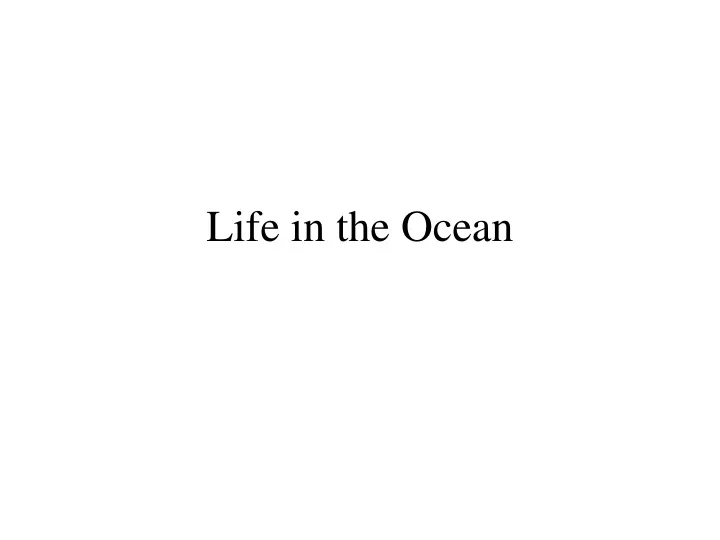 life in the ocean
