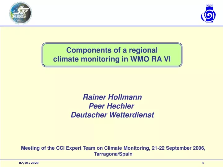 components of a regional climate monitoring