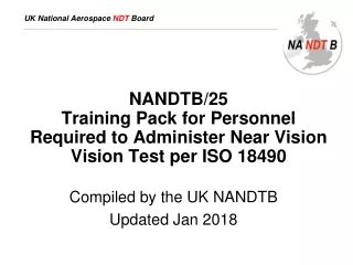 NANDTB/25 Training Pack for Personnel Required to Administer Near Vision Vision Test per ISO 18490