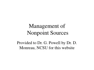 Management of  Nonpoint Sources