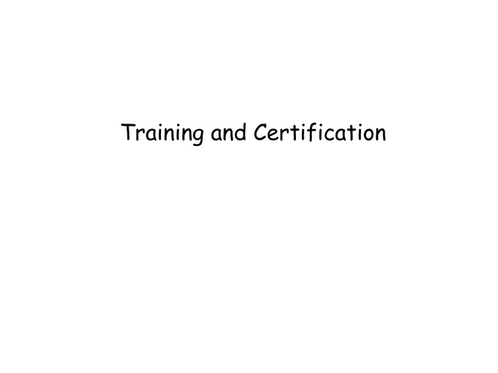 training and certification