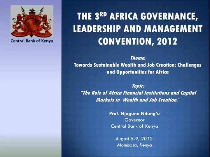 prof njuguna ndung u governor central bank of kenya august 5 9 2012 mombasa kenya