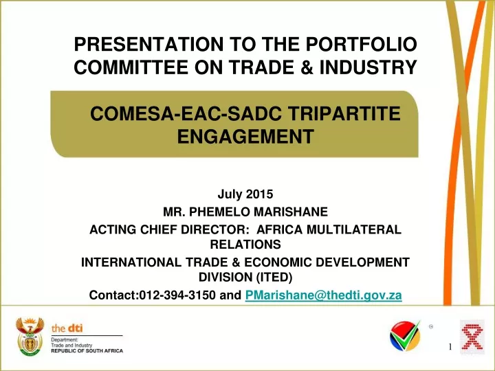 presentation to the portfolio committee on trade industry comesa eac sadc tripartite engagement