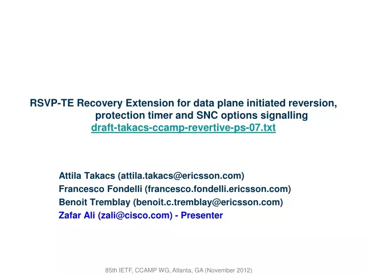 rsvp te recovery extension for data plane