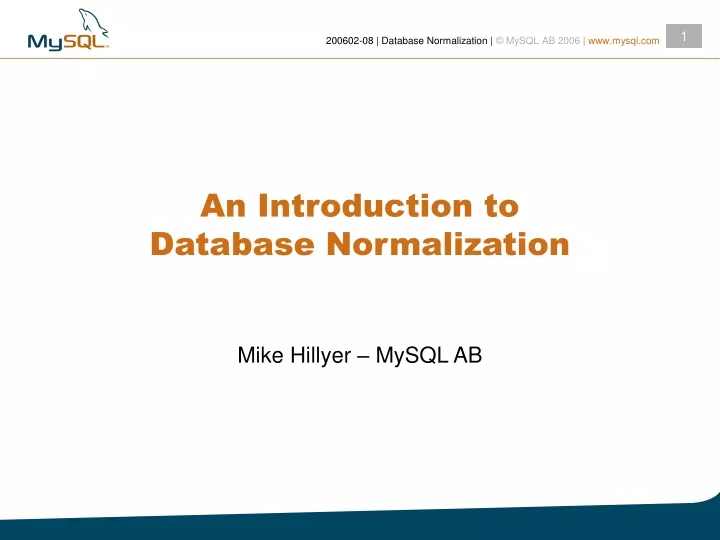 an introduction to database normalization