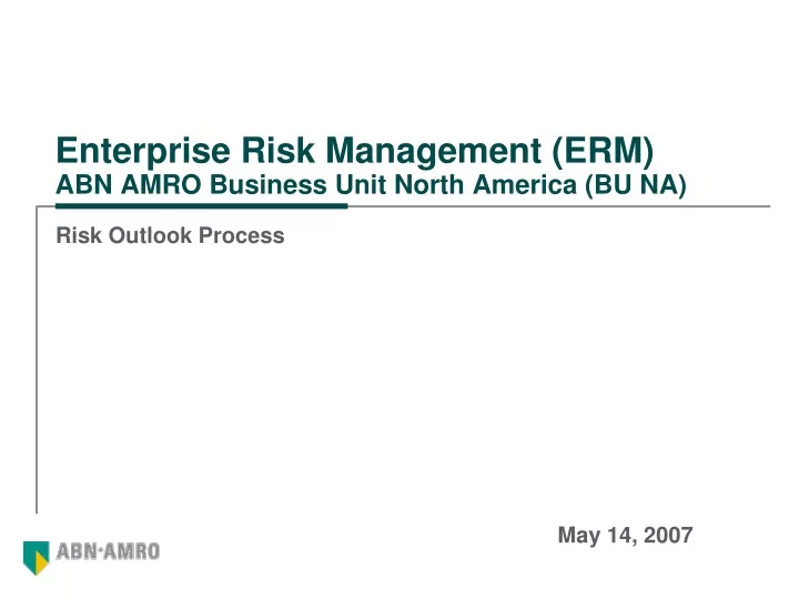enterprise risk management erm abn amro business unit north america bu na