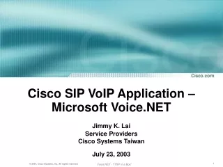 Cisco SIP VoIP Application – Microsoft Voice.NET