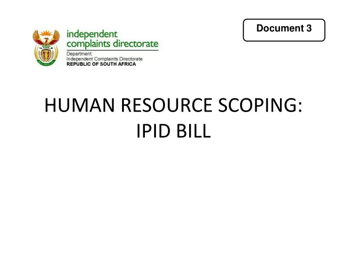 human resource scoping ipid bill