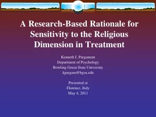 A Research-Based Rationale for Sensitivity to the Religious Dimension in Treatment