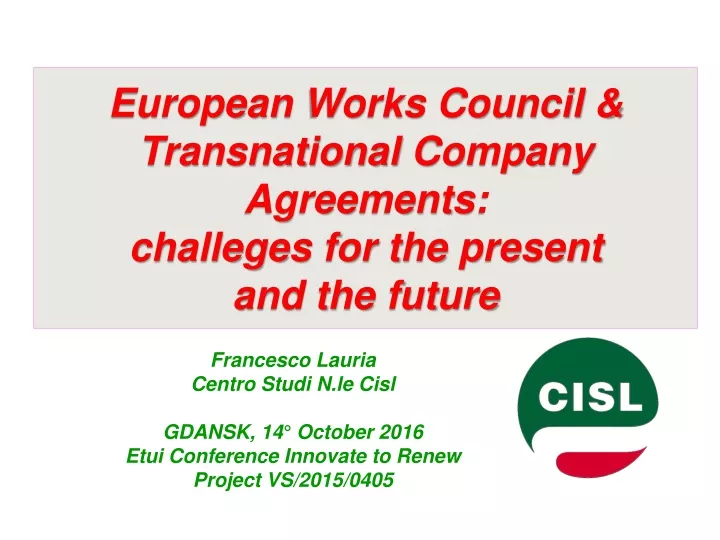 european works council transnational company