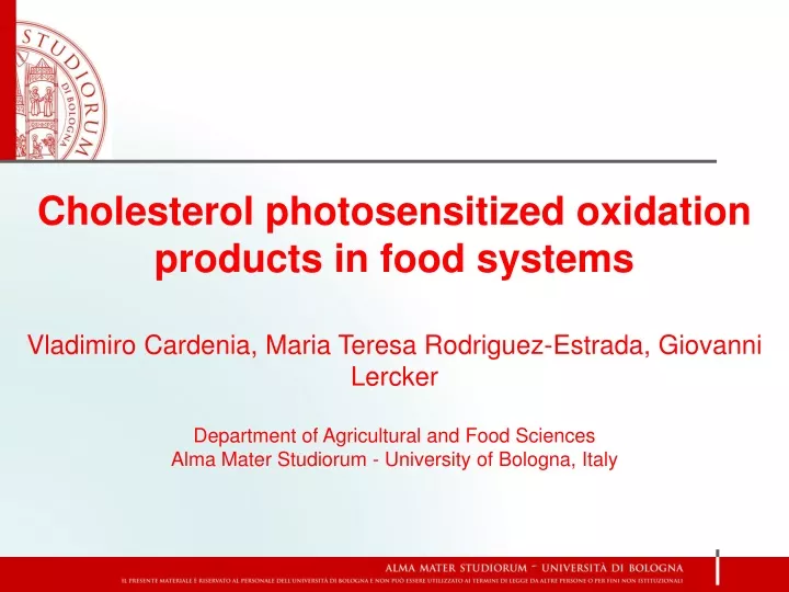 cholesterol photosensitized oxidation products
