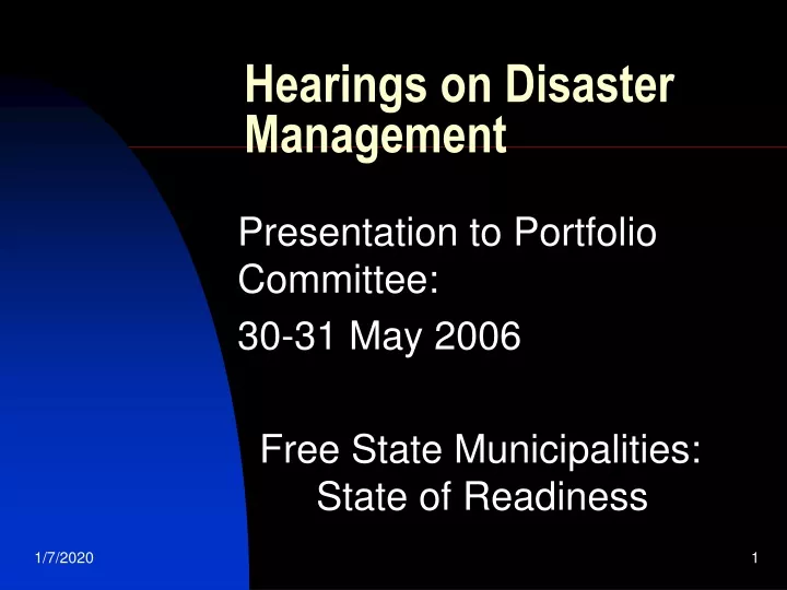 hearings on disaster management