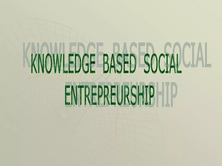 knowledge based social entrepreurship
