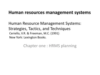 Chapter one : HRMS planning