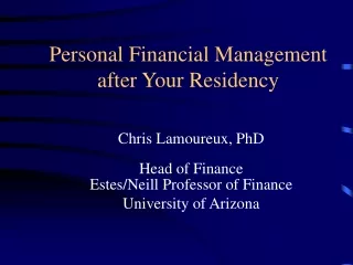 Personal Financial Management after Your Residency