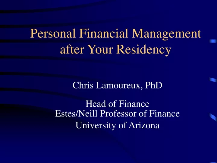 personal financial management after your residency