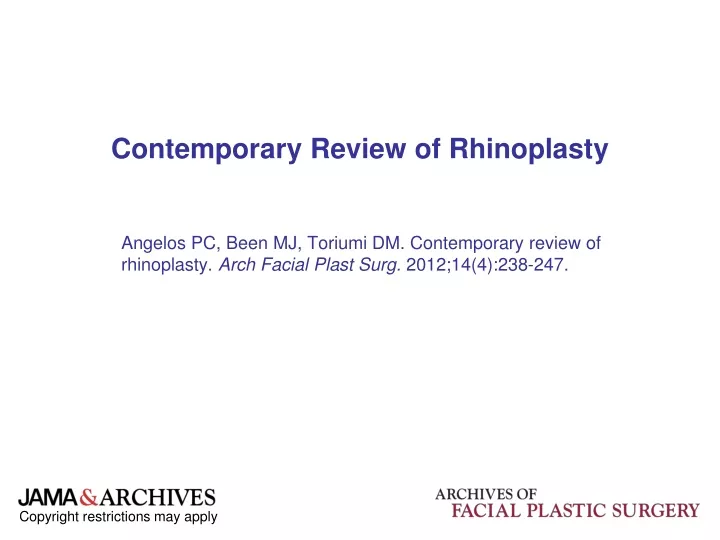 contemporary review of rhinoplasty