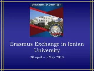 Erasmus Exchange in Ionian University  30 april – 3 May 2018