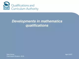 Developments in mathematics qualifications