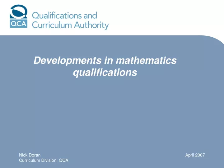 developments in mathematics qualifications