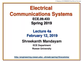 Electrical  Communications Systems ECE.09.433 Spring 2019
