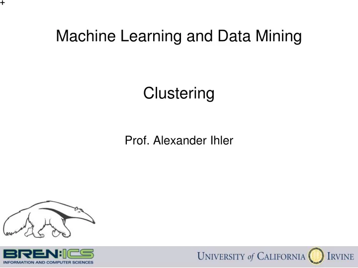 machine learning and data mining clustering