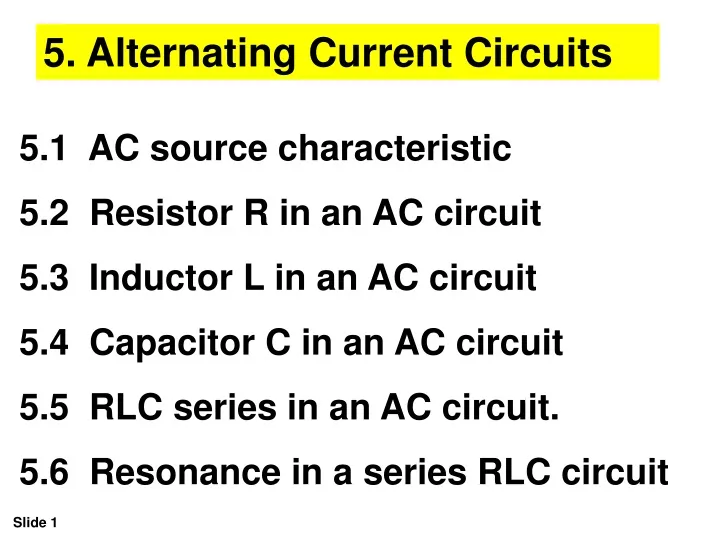 5 alternating current circuits
