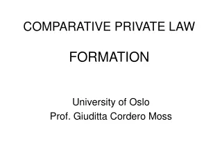 COMPARATIVE PRIVATE LAW FORMATION