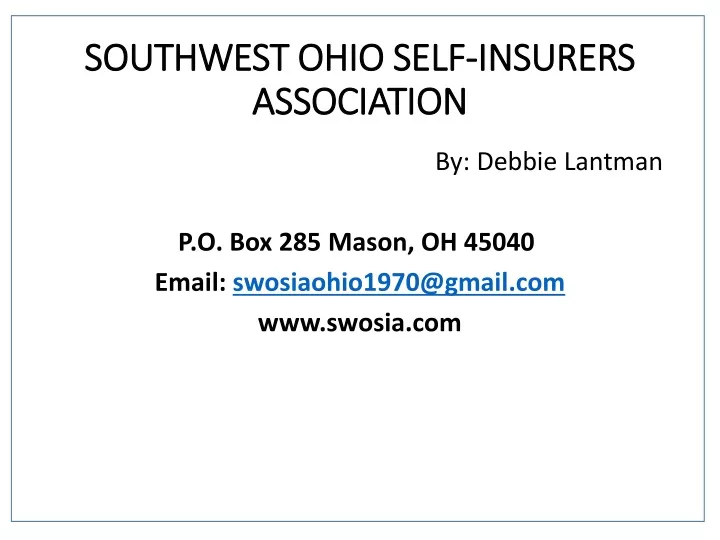 southwest ohio self insurers association