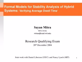 Formal Models for Stability Analysis of Hybrid Systems:  Verifying Average Dwell Time *