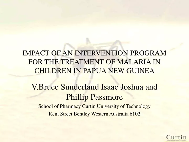 impact of an intervention program for the treatment of malaria in children in papua new guinea