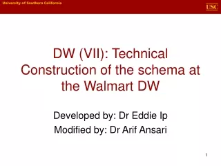 DW (VII): Technical Construction of the schema at the Walmart DW