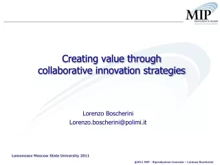 Creating value through collaborative innovation strategies