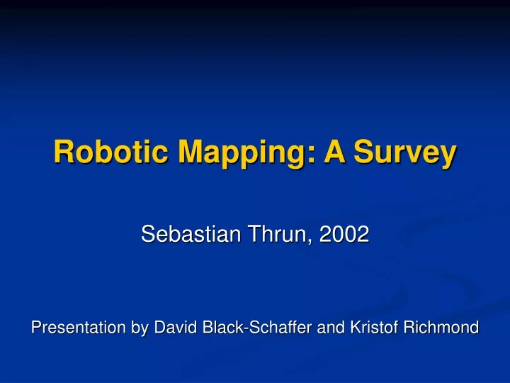 robotic mapping a survey