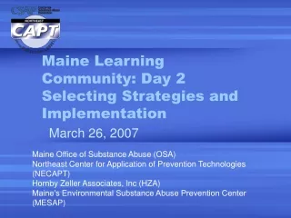Maine Learning Community: Day 2 Selecting Strategies and Implementation