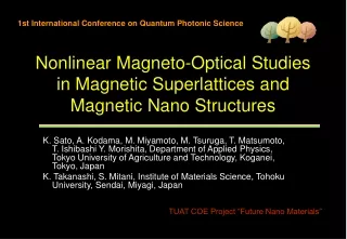 1st International Conference on Quantum Photonic Science