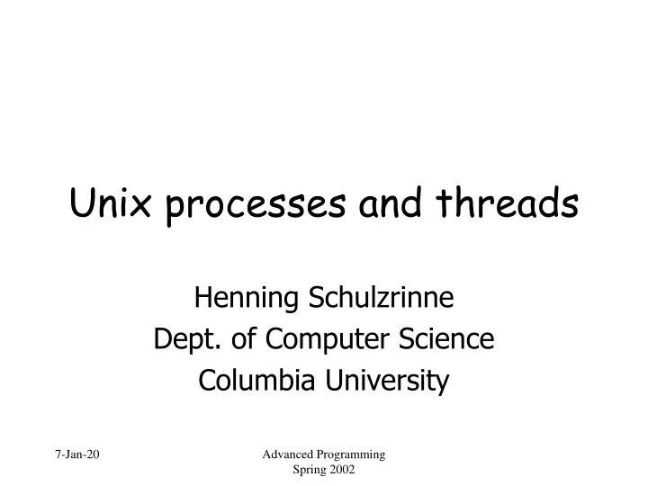 unix processes and threads