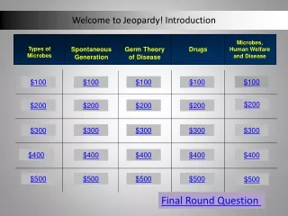 Welcome to Jeopardy! I ntroduction