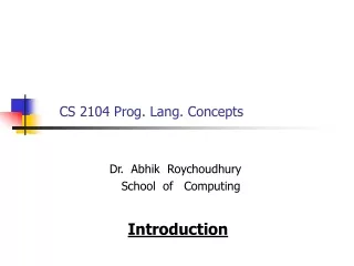 CS 2104 Prog. Lang. Concepts