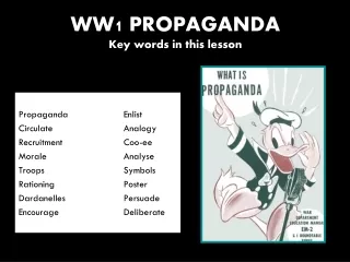 WW1 PROPAGANDA Key words in this lesson