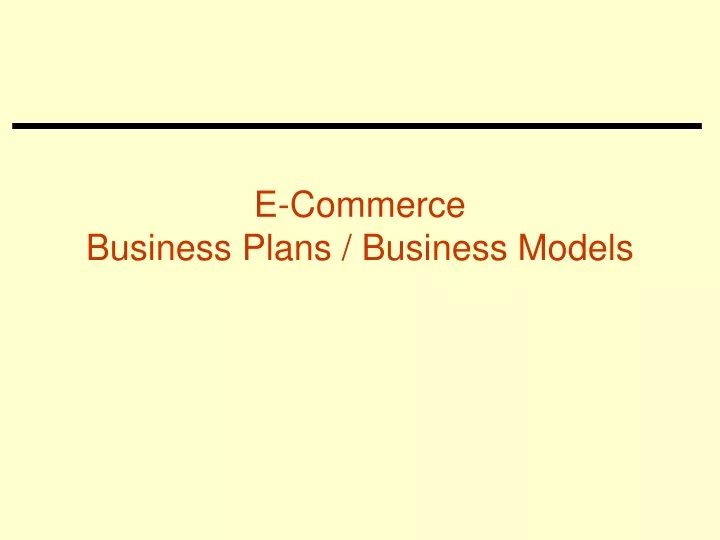 e commerce business plans business models