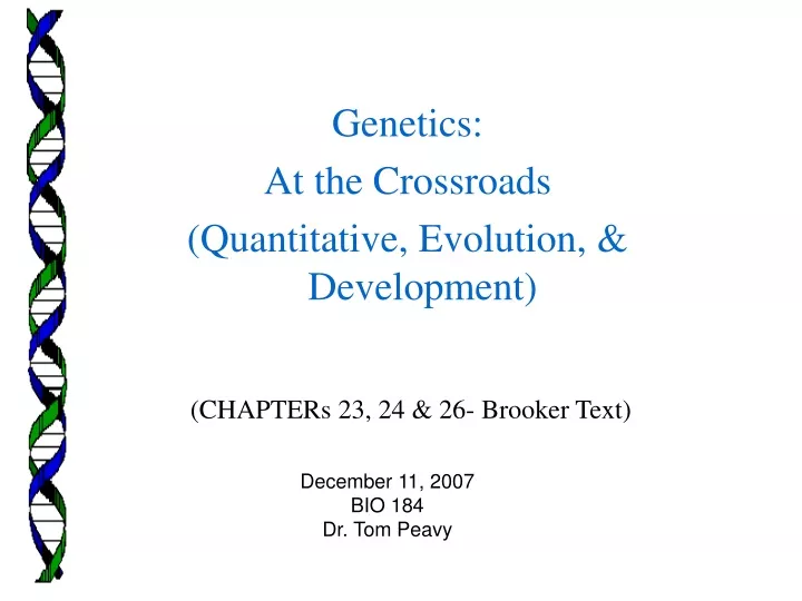 genetics at the crossroads quantitative evolution