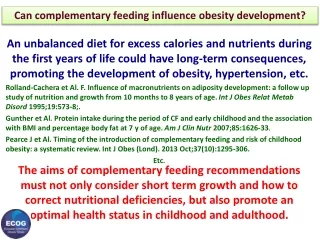 Can complementary feeding influence obesity development?