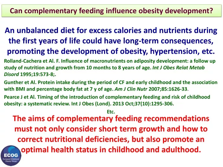 can complementary feeding influence obesity