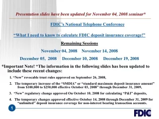 FDIC’s National Telephone Conference