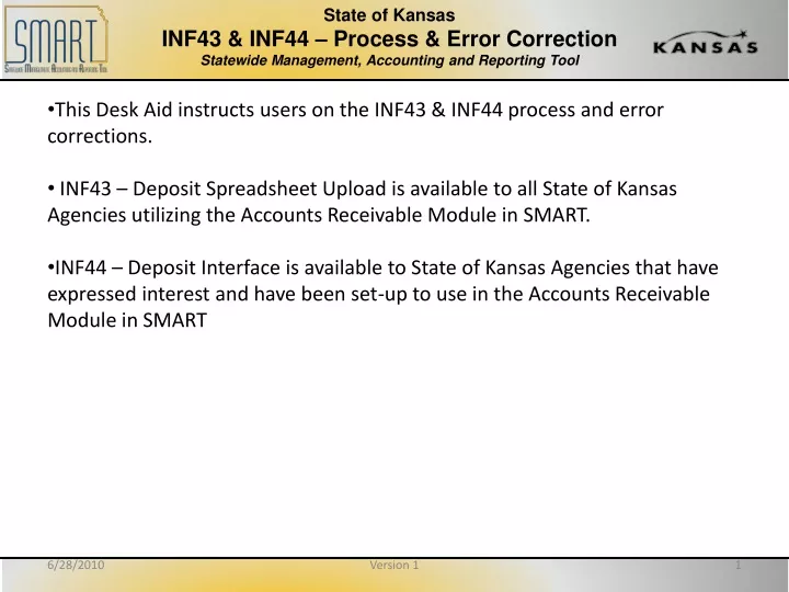 state of kansas inf43 inf44 process error