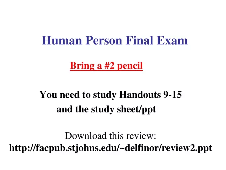 human person final exam